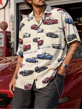 David Carey Originals Z06 CORVETTE Hawaiian Mens XL Short Sleeve GM Chevy